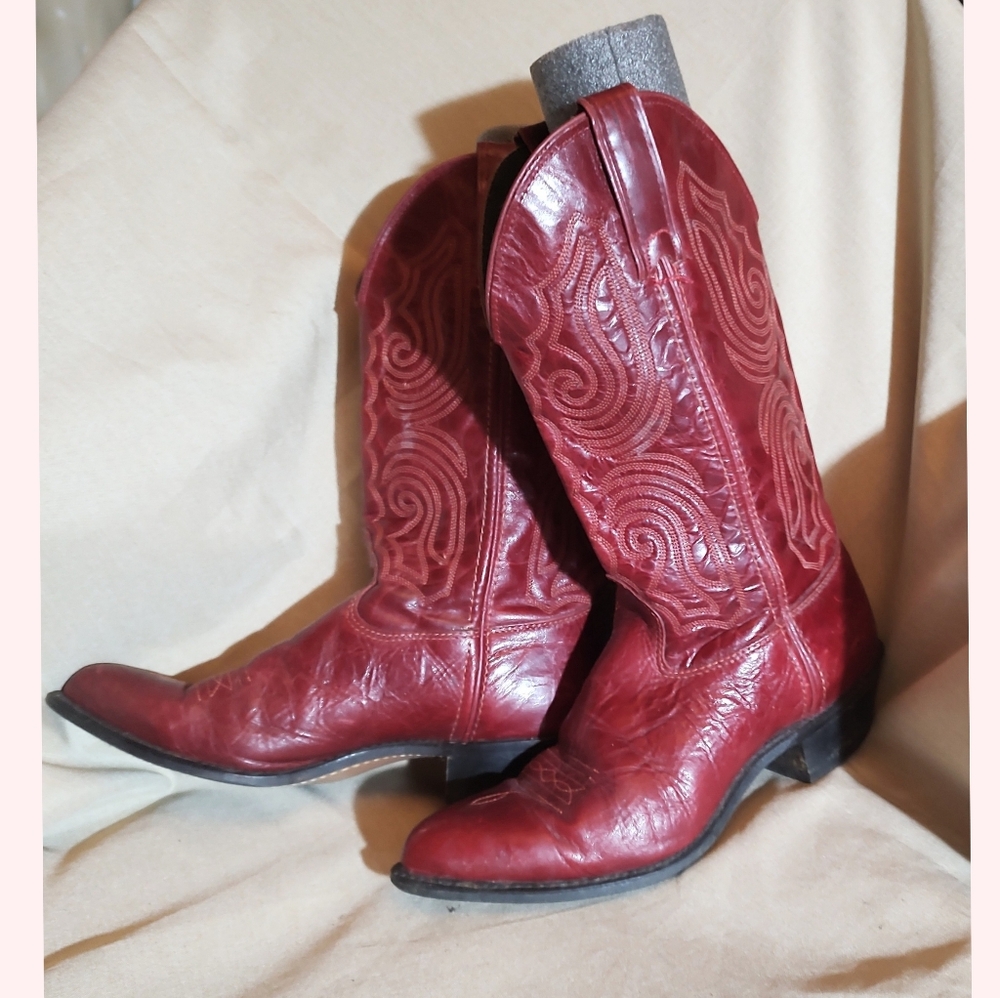 8.5 Capezio reddish-Brown Leather Western Boots EC Cowgirl Trendy